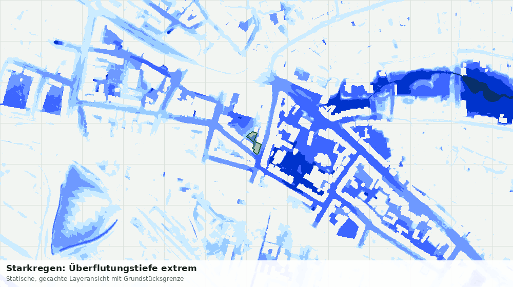 Statische Kartenansicht: Starkregen: Überflutungstiefe extrem