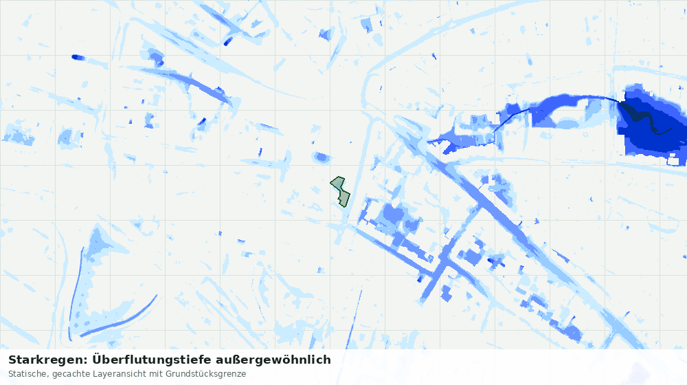 Statische Kartenansicht: Starkregen: Überflutungstiefe außergewöhnlich