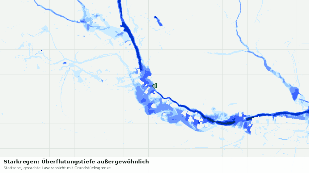 Statische Kartenansicht: Starkregen: Überflutungstiefe außergewöhnlich