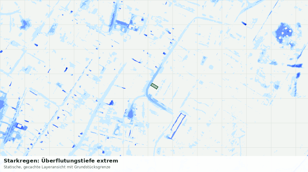 Statische Kartenansicht: Starkregen: Überflutungstiefe extrem