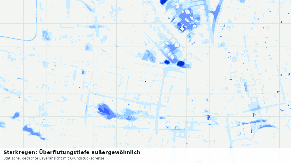 Statische Kartenansicht: Starkregen: Überflutungstiefe außergewöhnlich