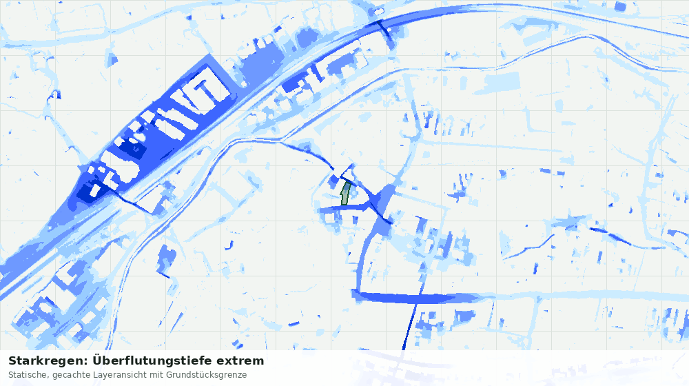 Statische Kartenansicht: Starkregen: Überflutungstiefe extrem