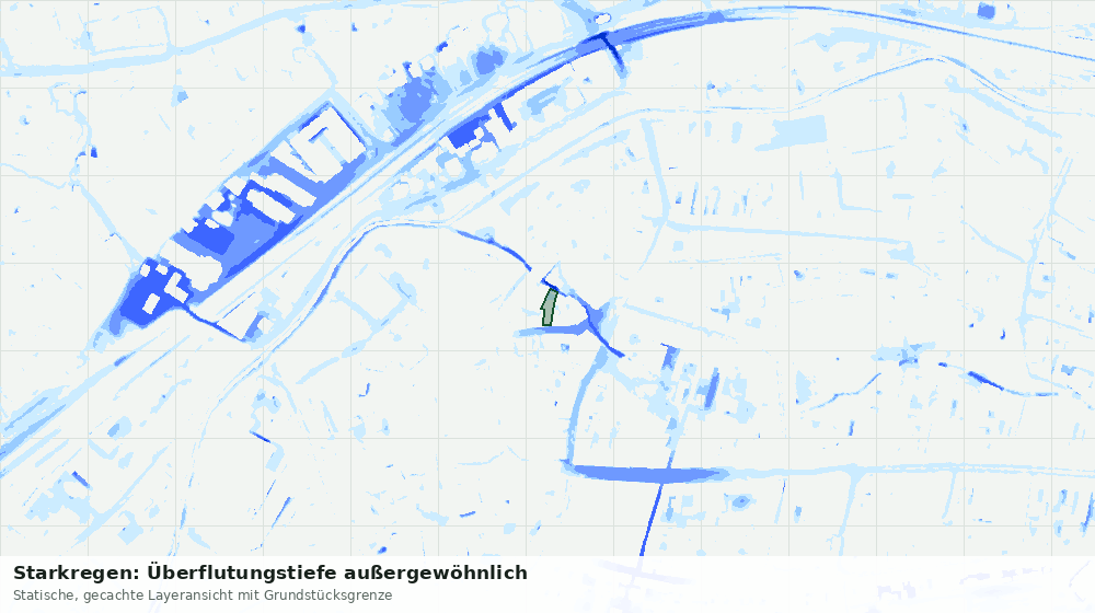 Statische Kartenansicht: Starkregen: Überflutungstiefe außergewöhnlich