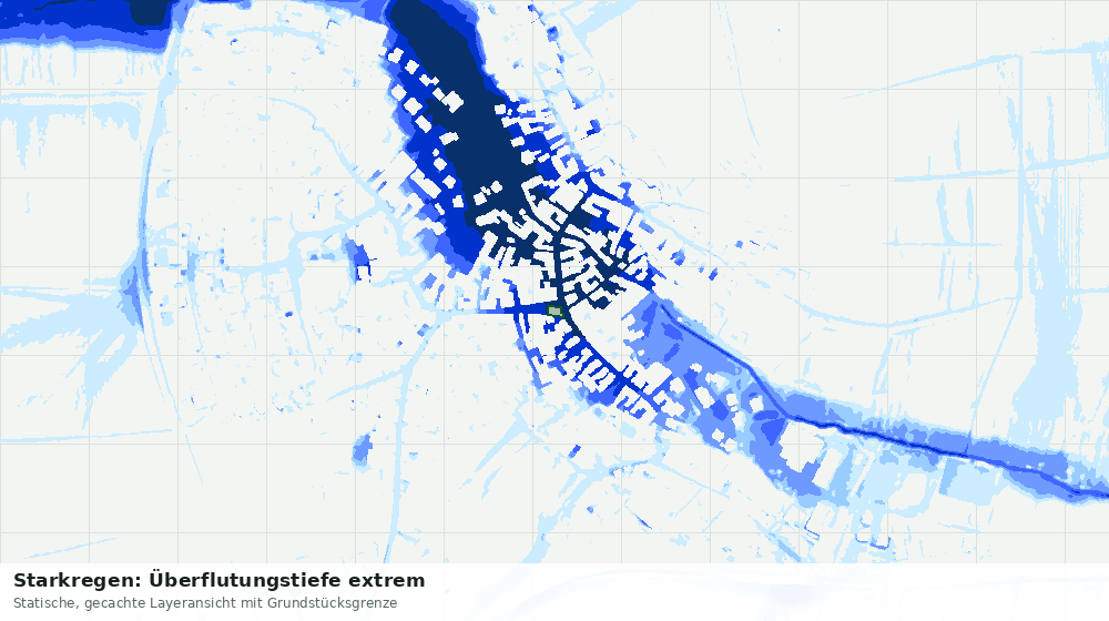 Statische Kartenansicht: Starkregen: Überflutungstiefe extrem