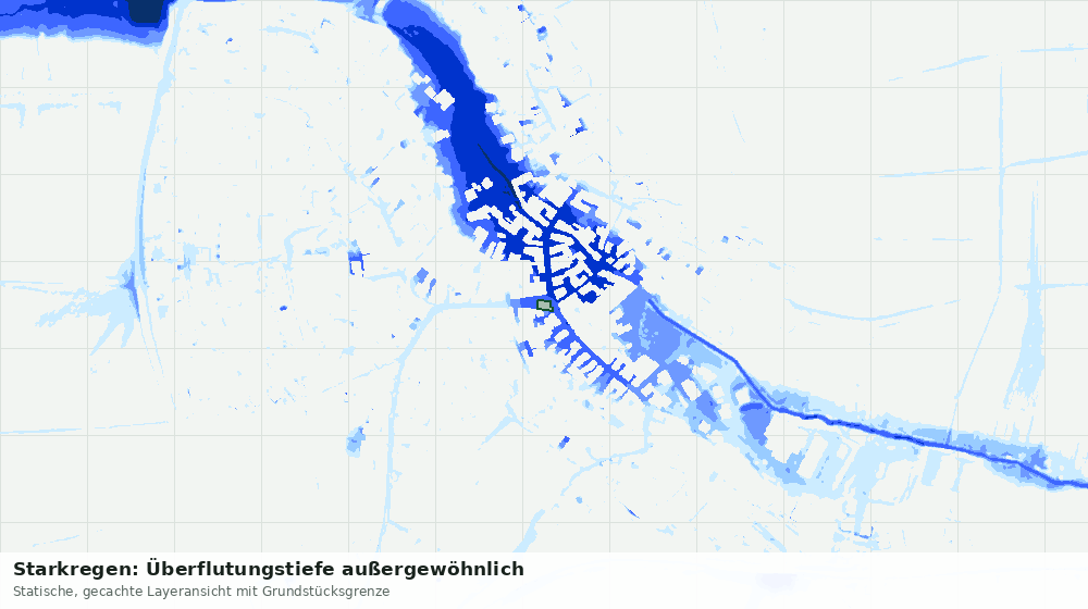 Statische Kartenansicht: Starkregen: Überflutungstiefe außergewöhnlich