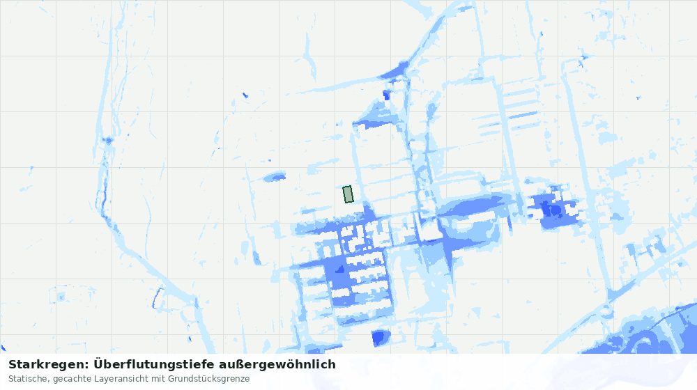 Statische Kartenansicht: Starkregen: Überflutungstiefe außergewöhnlich