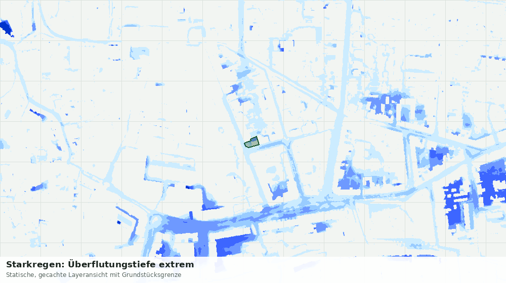 Statische Kartenansicht: Starkregen: Überflutungstiefe extrem