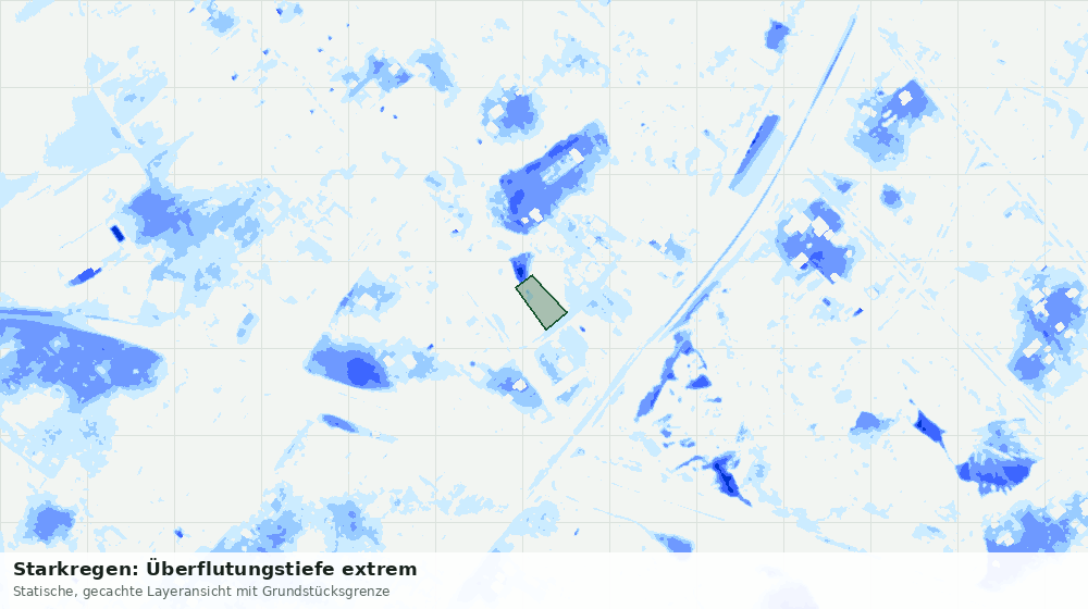 Statische Kartenansicht: Starkregen: Überflutungstiefe extrem