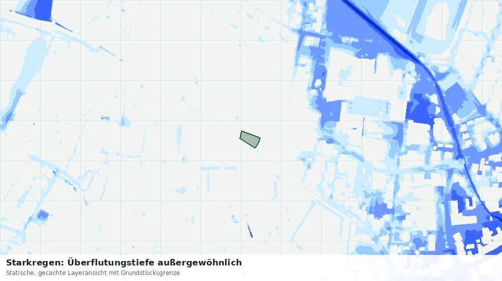 Statische Kartenansicht: Starkregen: Überflutungstiefe außergewöhnlich