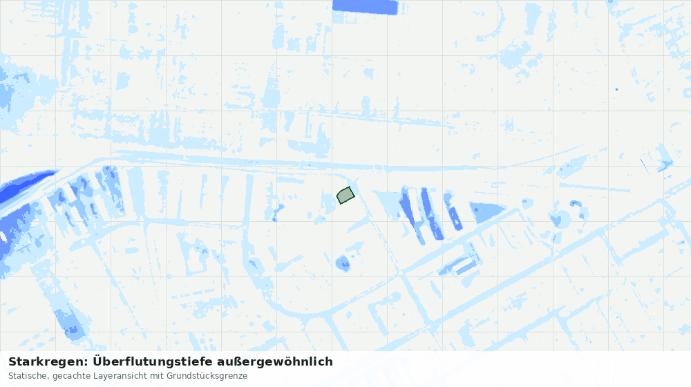 Statische Kartenansicht: Starkregen: Überflutungstiefe außergewöhnlich