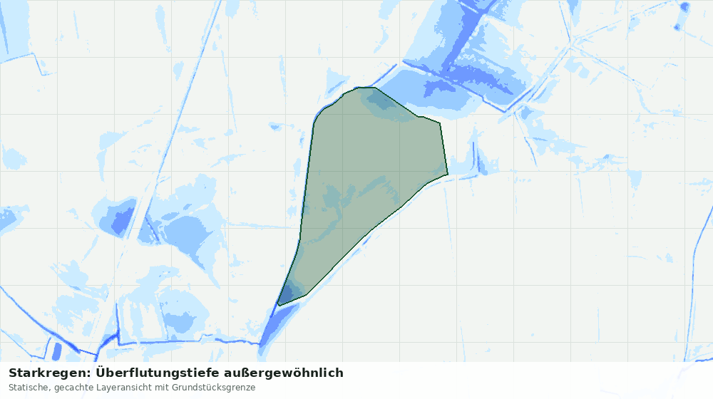 Statische Kartenansicht: Starkregen: Überflutungstiefe außergewöhnlich