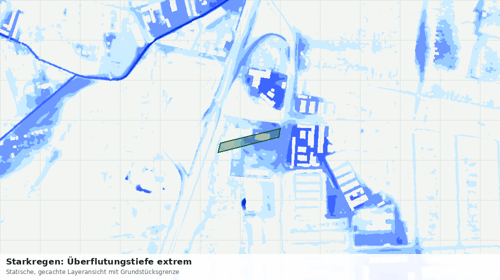 Statische Kartenansicht: Starkregen: Überflutungstiefe extrem