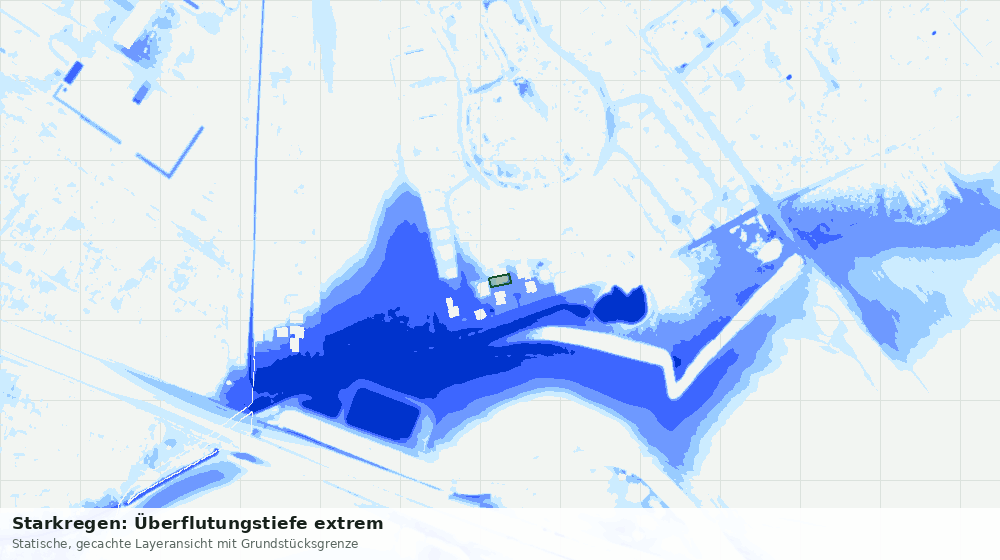 Statische Kartenansicht: Starkregen: Überflutungstiefe extrem