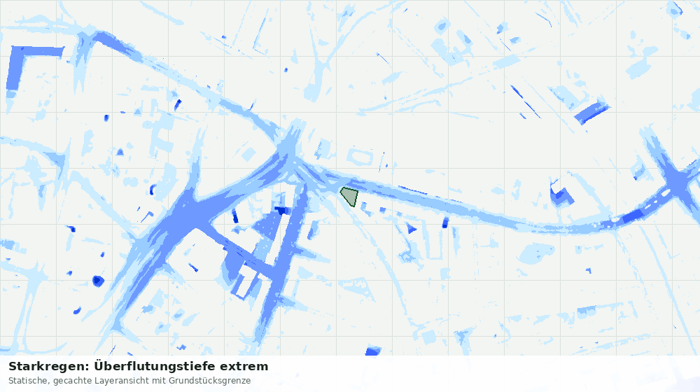 Statische Kartenansicht: Starkregen: Überflutungstiefe extrem