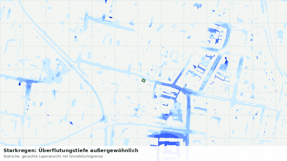 Statische Kartenansicht: Starkregen: Überflutungstiefe außergewöhnlich