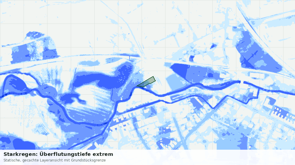 Statische Kartenansicht: Starkregen: Überflutungstiefe extrem