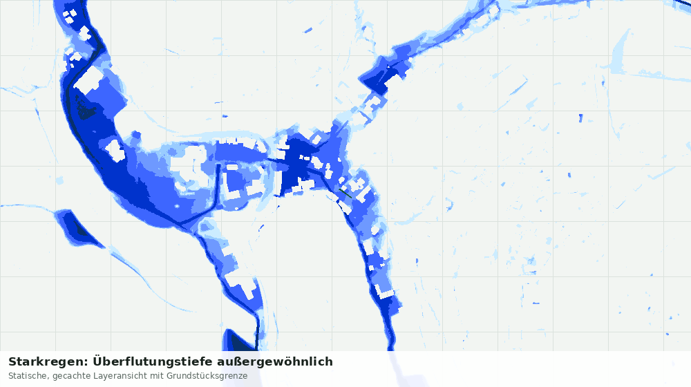 Statische Kartenansicht: Starkregen: Überflutungstiefe außergewöhnlich