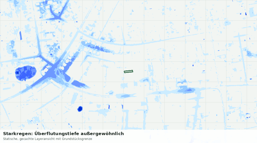 Statische Kartenansicht: Starkregen: Überflutungstiefe außergewöhnlich