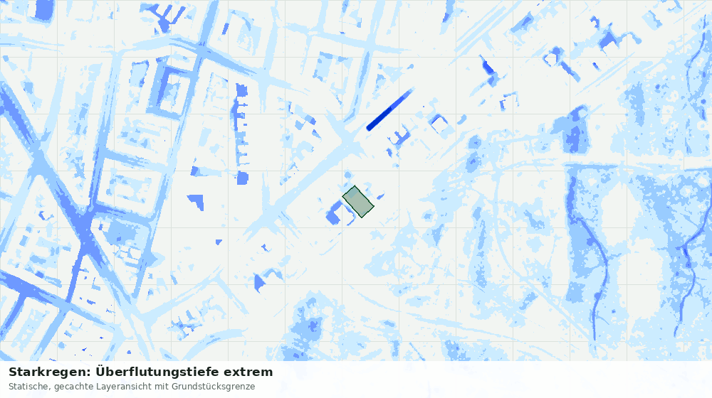 Statische Kartenansicht: Starkregen: Überflutungstiefe extrem