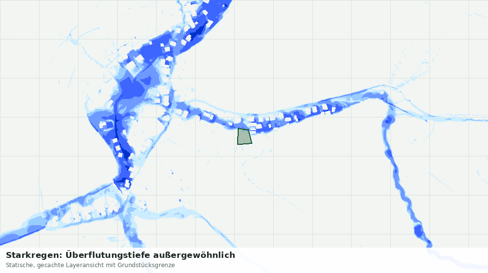 Statische Kartenansicht: Starkregen: Überflutungstiefe außergewöhnlich