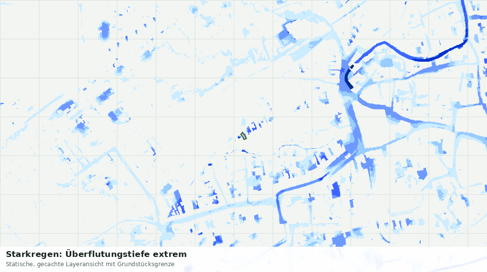Statische Kartenansicht: Starkregen: Überflutungstiefe extrem