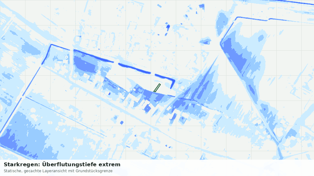 Statische Kartenansicht: Starkregen: Überflutungstiefe extrem