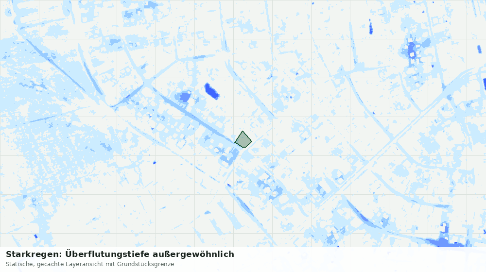 Statische Kartenansicht: Starkregen: Überflutungstiefe außergewöhnlich