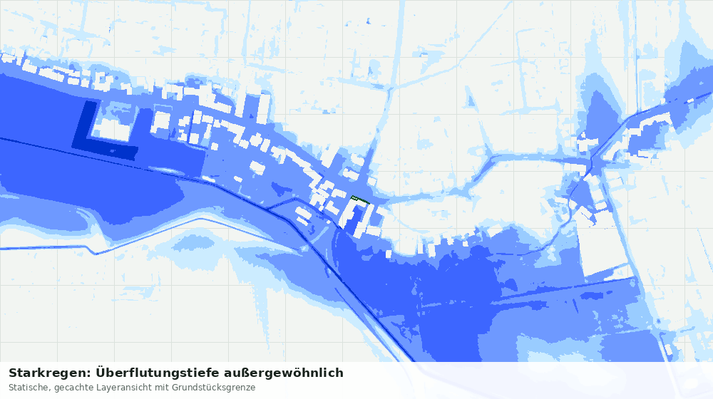 Statische Kartenansicht: Starkregen: Überflutungstiefe außergewöhnlich