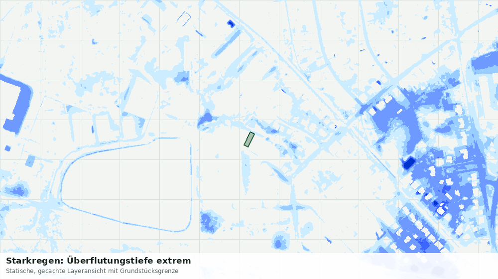 Statische Kartenansicht: Starkregen: Überflutungstiefe extrem