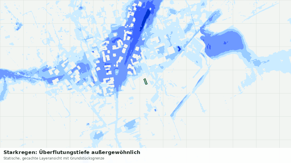 Statische Kartenansicht: Starkregen: Überflutungstiefe außergewöhnlich