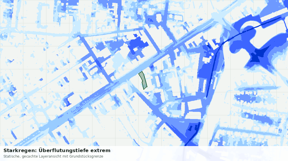 Statische Kartenansicht: Starkregen: Überflutungstiefe extrem