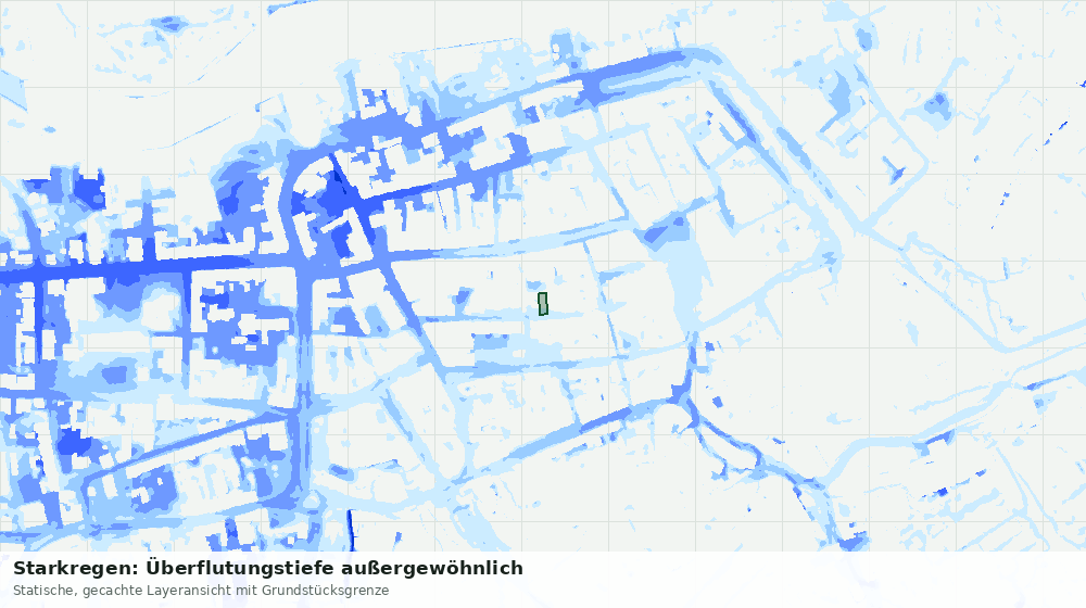 Statische Kartenansicht: Starkregen: Überflutungstiefe außergewöhnlich