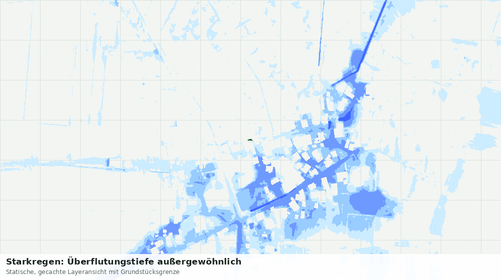 Statische Kartenansicht: Starkregen: Überflutungstiefe außergewöhnlich