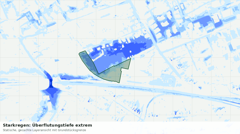 Statische Kartenansicht: Starkregen: Überflutungstiefe extrem
