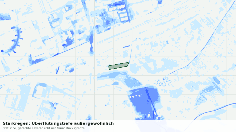 Statische Kartenansicht: Starkregen: Überflutungstiefe außergewöhnlich