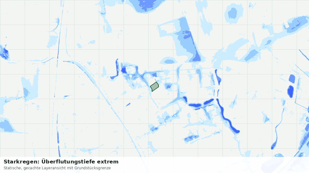 Statische Kartenansicht: Starkregen: Überflutungstiefe extrem
