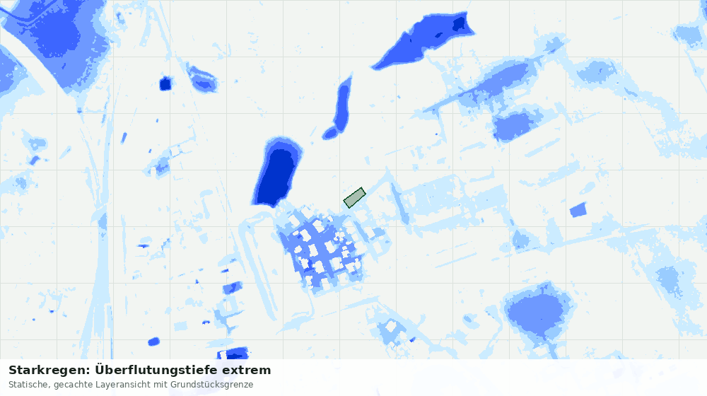 Statische Kartenansicht: Starkregen: Überflutungstiefe extrem