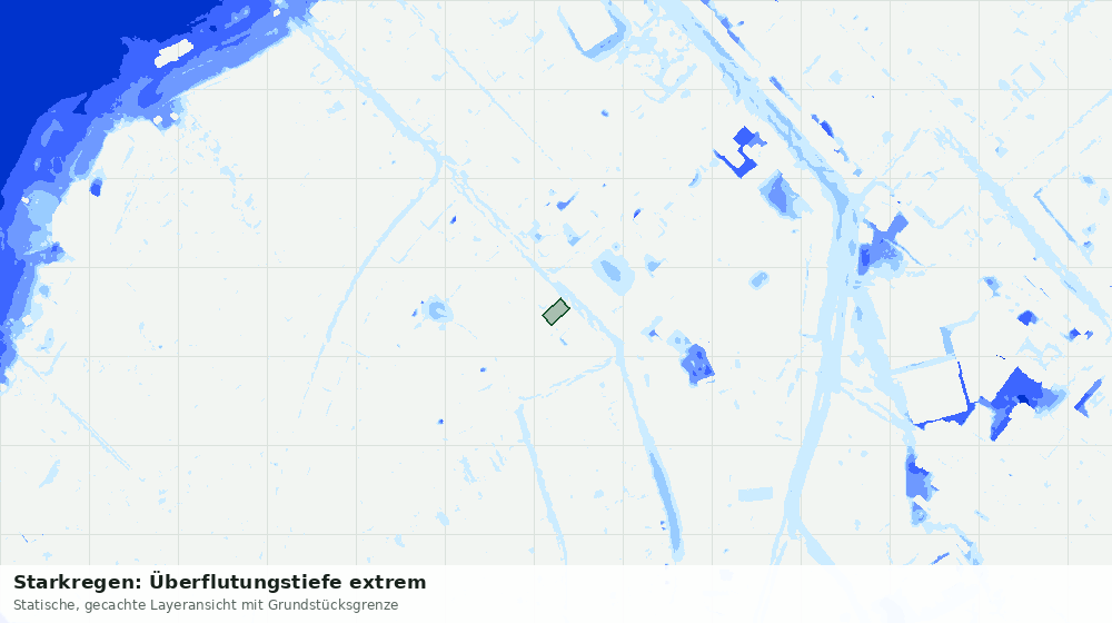 Statische Kartenansicht: Starkregen: Überflutungstiefe extrem