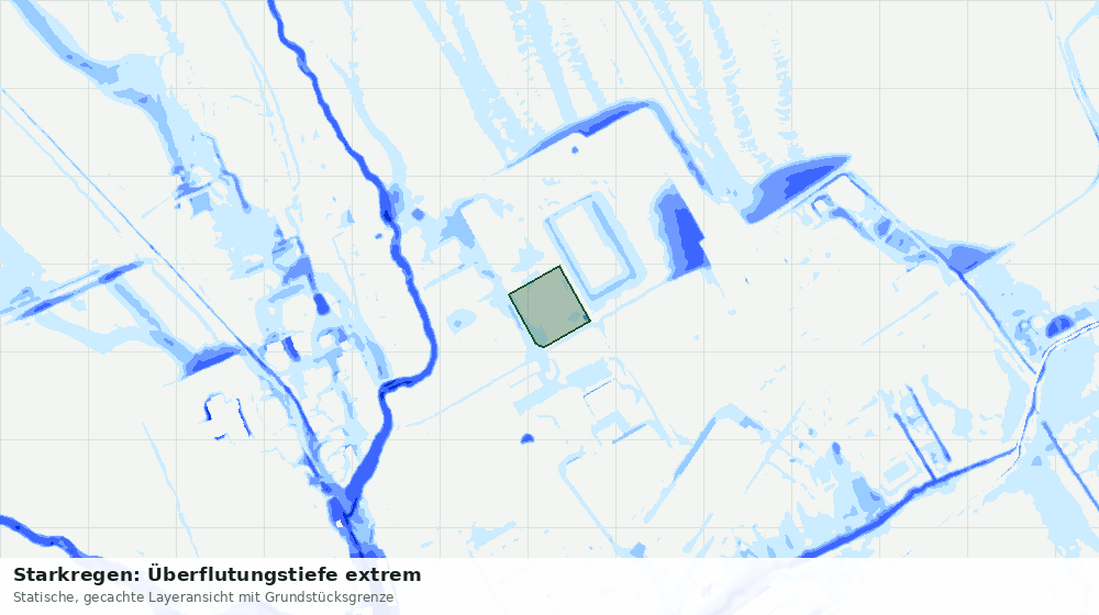 Statische Kartenansicht: Starkregen: Überflutungstiefe extrem
