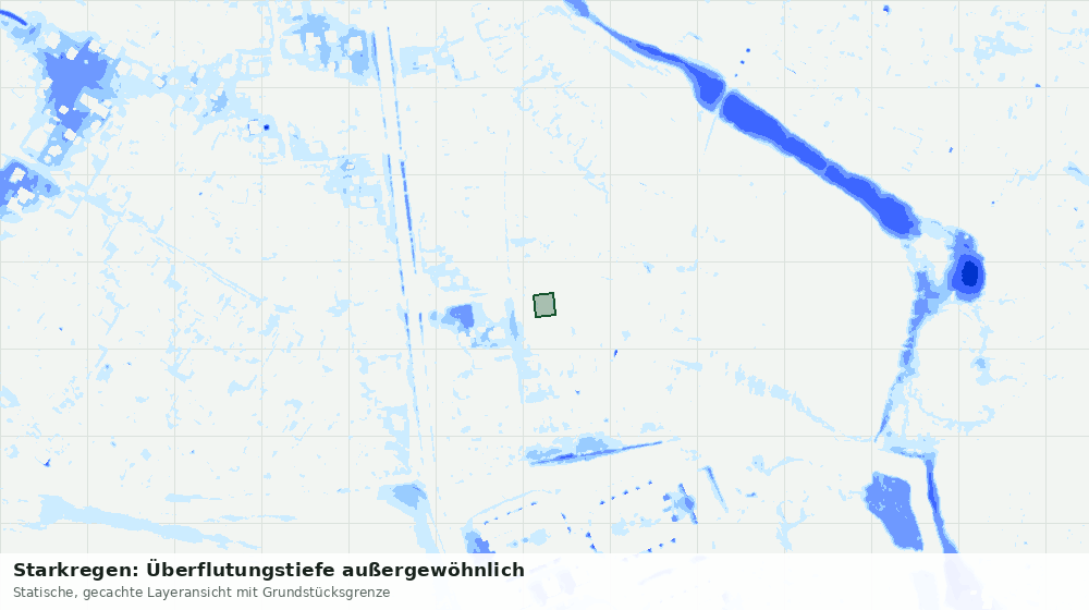 Statische Kartenansicht: Starkregen: Überflutungstiefe außergewöhnlich