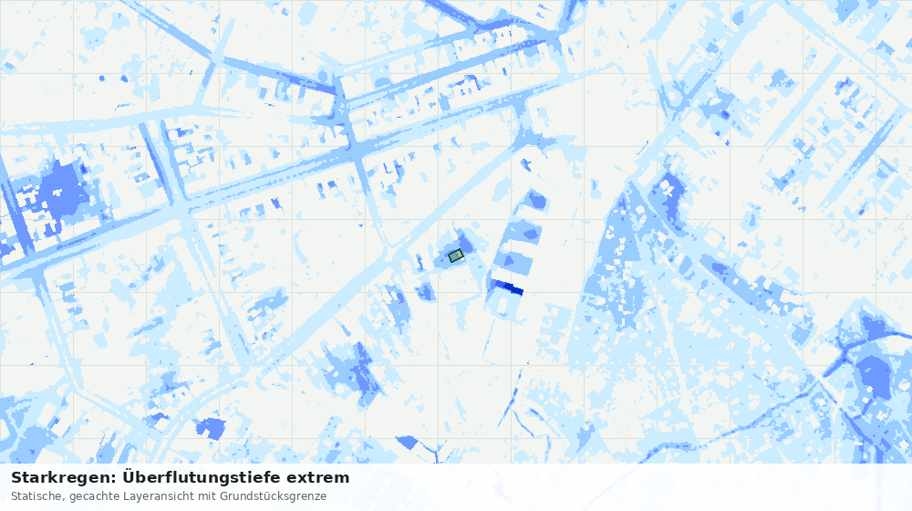 Statische Kartenansicht: Starkregen: Überflutungstiefe extrem