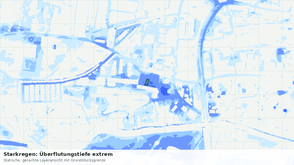 Statische Kartenansicht: Starkregen: Überflutungstiefe extrem