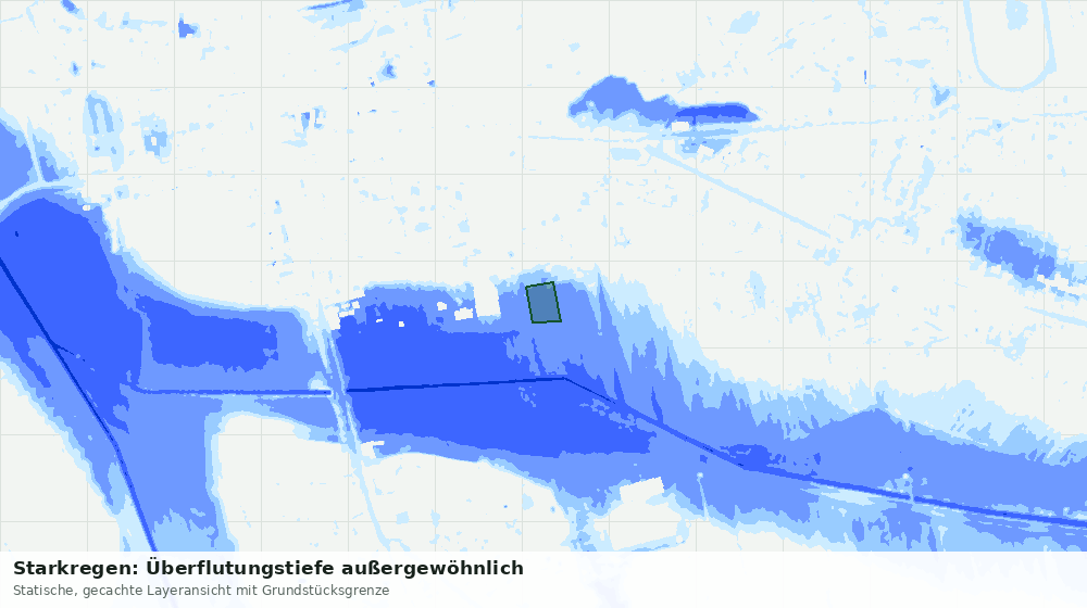 Statische Kartenansicht: Starkregen: Überflutungstiefe außergewöhnlich