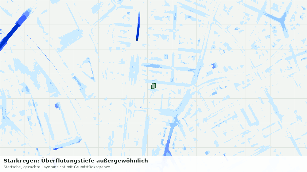 Statische Kartenansicht: Starkregen: Überflutungstiefe außergewöhnlich