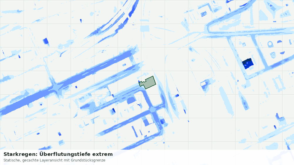 Statische Kartenansicht: Starkregen: Überflutungstiefe extrem