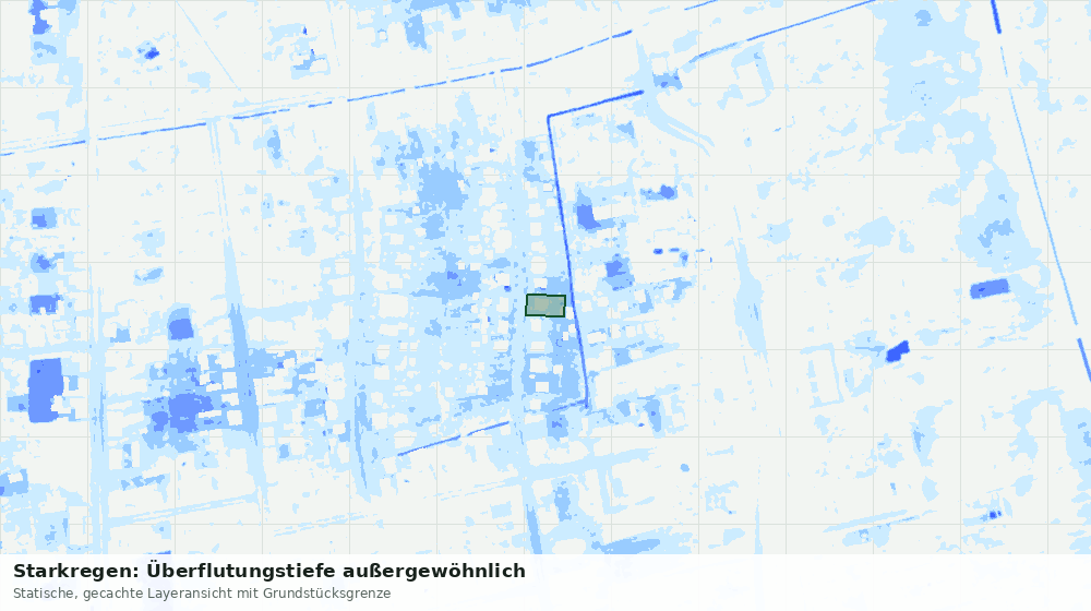 Statische Kartenansicht: Starkregen: Überflutungstiefe außergewöhnlich