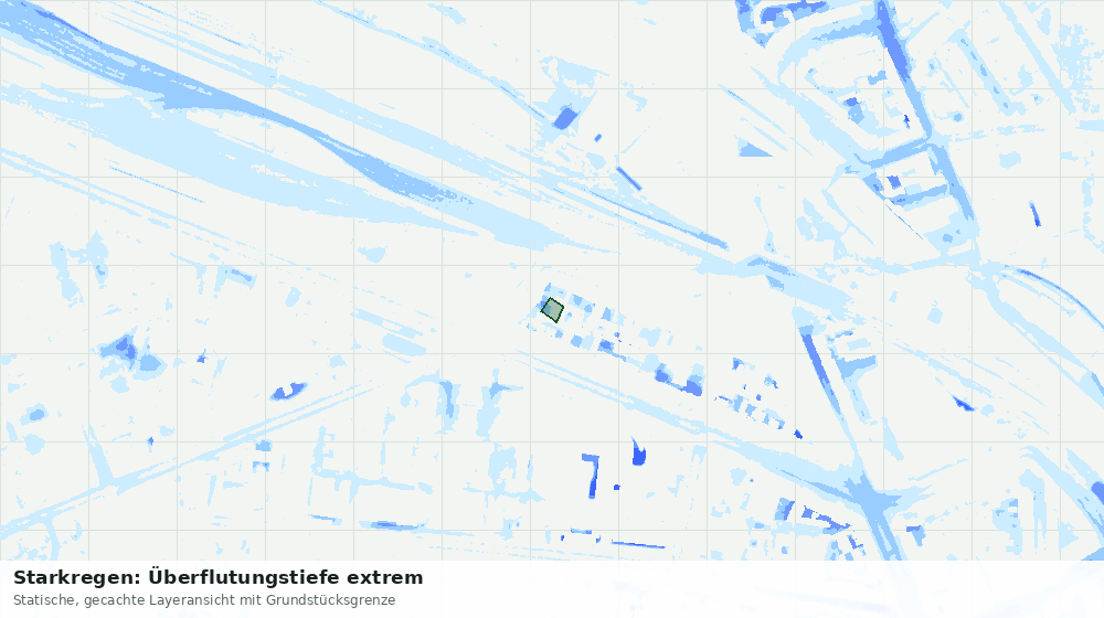 Statische Kartenansicht: Starkregen: Überflutungstiefe extrem