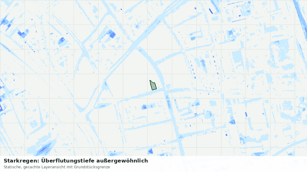 Statische Kartenansicht: Starkregen: Überflutungstiefe außergewöhnlich