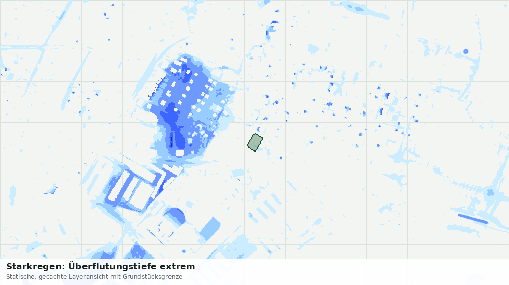 Statische Kartenansicht: Starkregen: Überflutungstiefe extrem