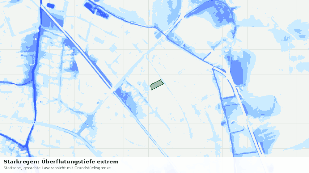 Statische Kartenansicht: Starkregen: Überflutungstiefe extrem